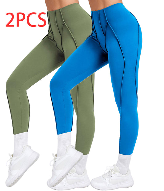 2 Pack Women's Quick Dry High Waist Tummy Control Yoga Pants Workout Leggings With Side Pockets
